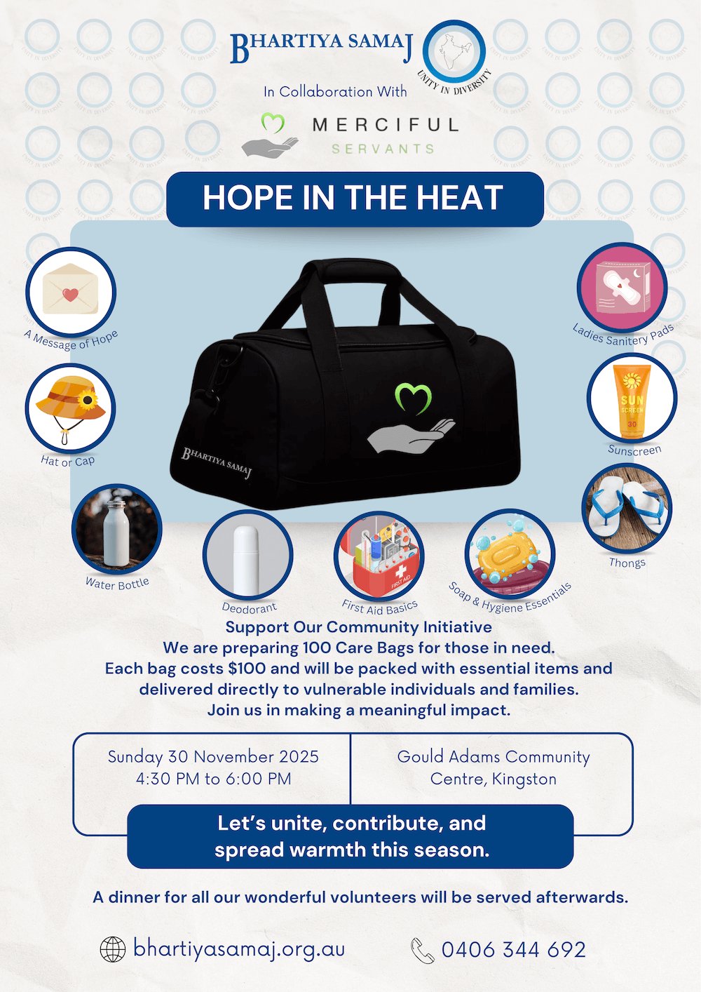 Hope in the Heat – Community Care Bag Initiative November 2025